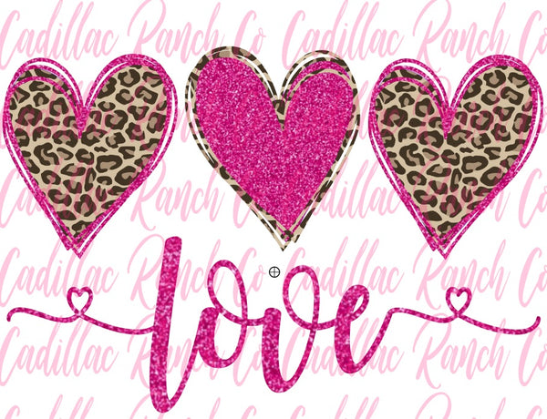 triple heart love, Valentine's Day sublimation transfer