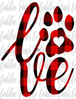 Puppy Love, buffalo plaid, Valentine's Day sublimation transfer