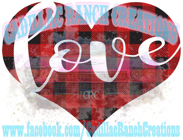 plaid Love heart, Valentine's Day sublimation transfer