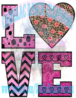 love square heart, Valentine's Day sublimation transfer
