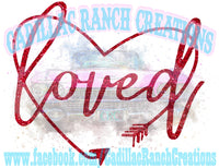 Loved heart arrow, Valentine's Day sublimation transfer