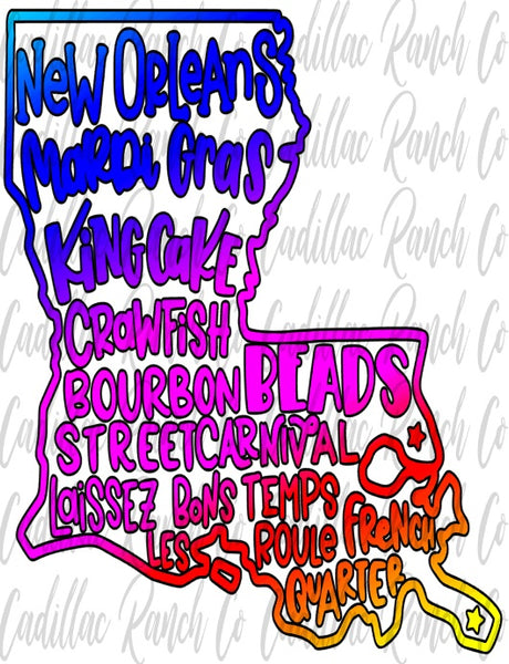 NOLA, Louisiana proud sublimation transfer