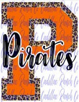 school spirit letter with leopard, Sublimation Transfer