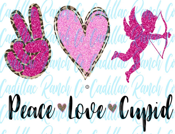 peace, love, cupid, Valentine's Day sublimation transfer