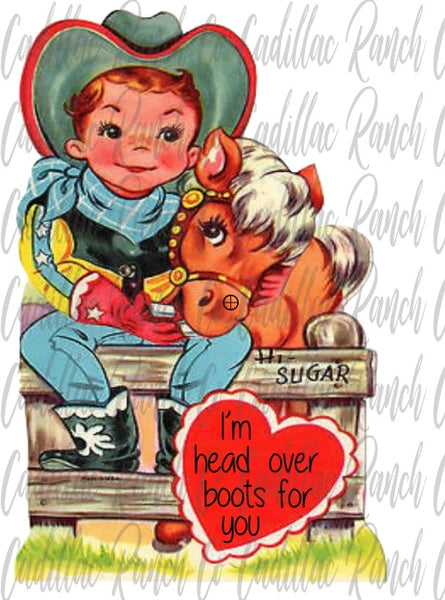 Head Over Boots, Valentine's Day sublimation transfer