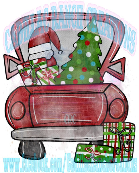 red Santa truck, Sublimation Transfer