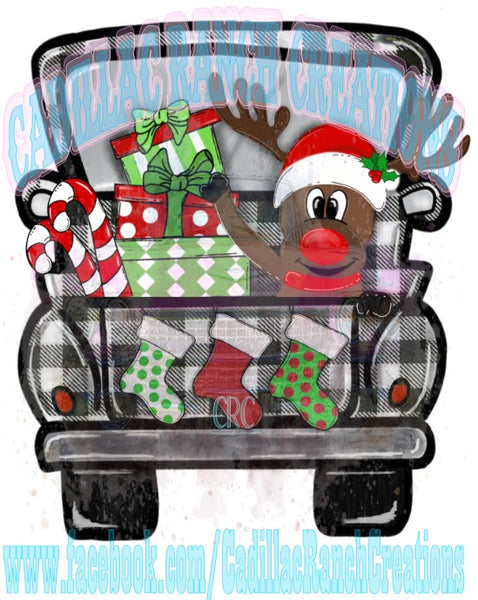 reindeer plaid truck, Sublimation Transfer