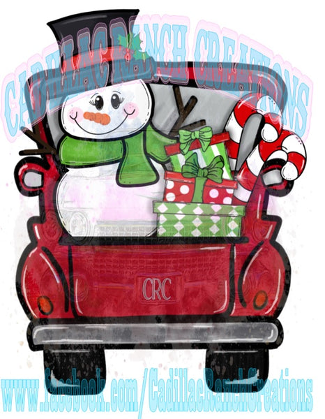 snowman red truck, Sublimation Transfer