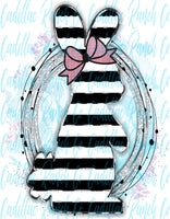 black and white striped bunny, Easter sublimation transfer