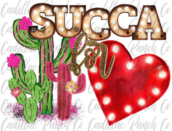 Succa For Love heart, Valentine's Day sublimation transfer