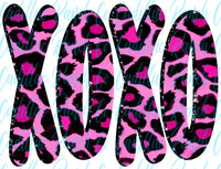 XOXO, pink leopard, Valentine's Day sublimation transfer