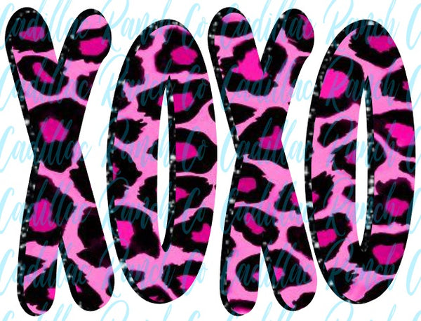 XOXO, pink leopard, Valentine's Day sublimation transfer